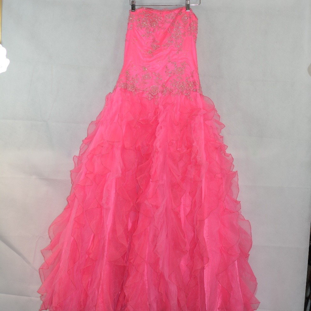Pink Ruffle Prom Dress SZ 8